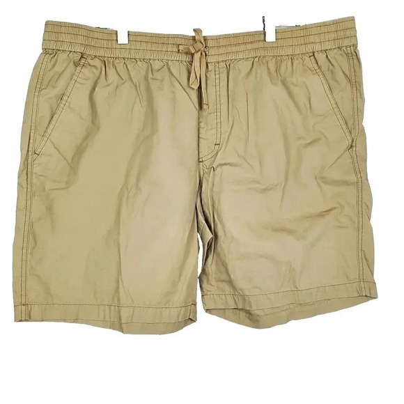 Men's EDDIE BAUER Elastic Pull-On Shorts SZ 2XL Khaki Pockets Hiking Outdoors - Picture 1 of 10